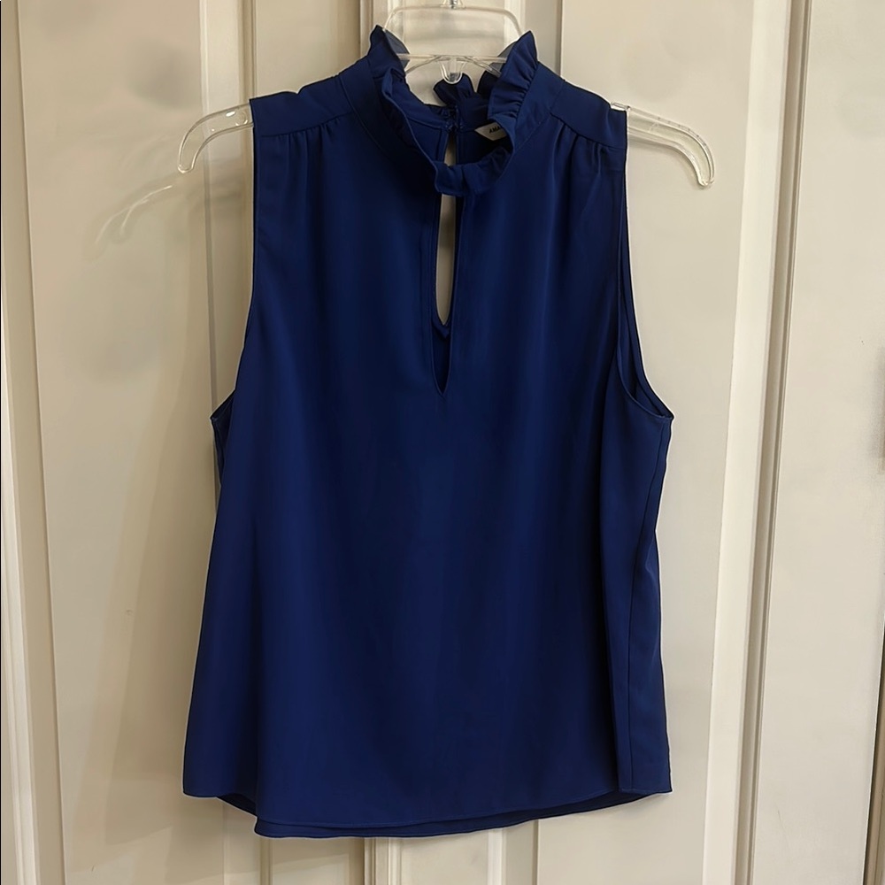 Amanda Uprichard Blue Ruffled Sleeveless Blouse Size L